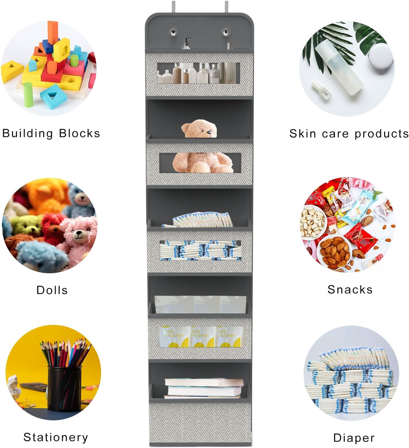Over The Door Organizer by [Brand Name] - 5 Spacious Pockets with Clear Windows & Metal Hooks for Easy Storage