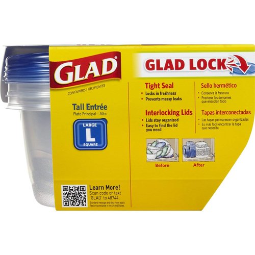 Glad Food Storage Containers - Tall Entrée Container - 42 Ounce - 3 Containers