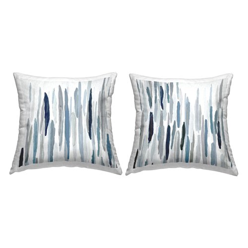 Stupell Industries Blue Abstract Rainfall Striped Line Pattern Design by Susan Jill Throw Pillow (Set of 2)