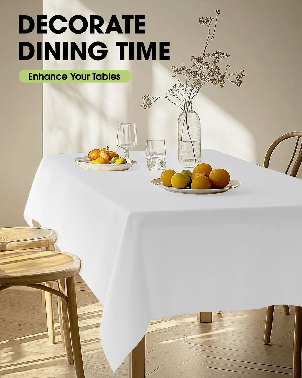 Pureegg Rectangle Table Cloth 60" x 102" – Durable Polyester Tablecloth Offers Reusable & Washable Protection, Ideal for Outdoor Party, Picnic, Wedding, Banquet and Birthday, 12 Pack, White