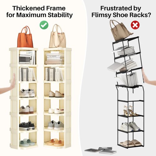 Kitstorack Vertical Shoe Rack: 8 Tiers Stackable Shoe Rack for Closet DIY Free Standing Shoe Organizer Small Shoe Shelf for Small Spaces and Narrow Spaces Plastic, White