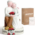 Regine Switzerland 50th Wedding Anniversary Figurines - Hand-Painted Resin Statue for Couples, 5.9 Inch Tabletop Decor