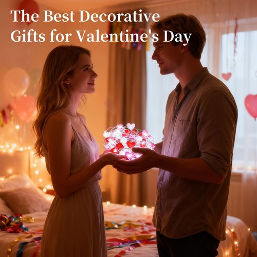 Tigrelight 13.18FT 40LED Pink Red White Heart String Lights Battery Operated with Timer & Remote, Romantic Valentine’s Day Decor for Bedroom, Home, Party, Indoor Heart Fairy Lights Gifts