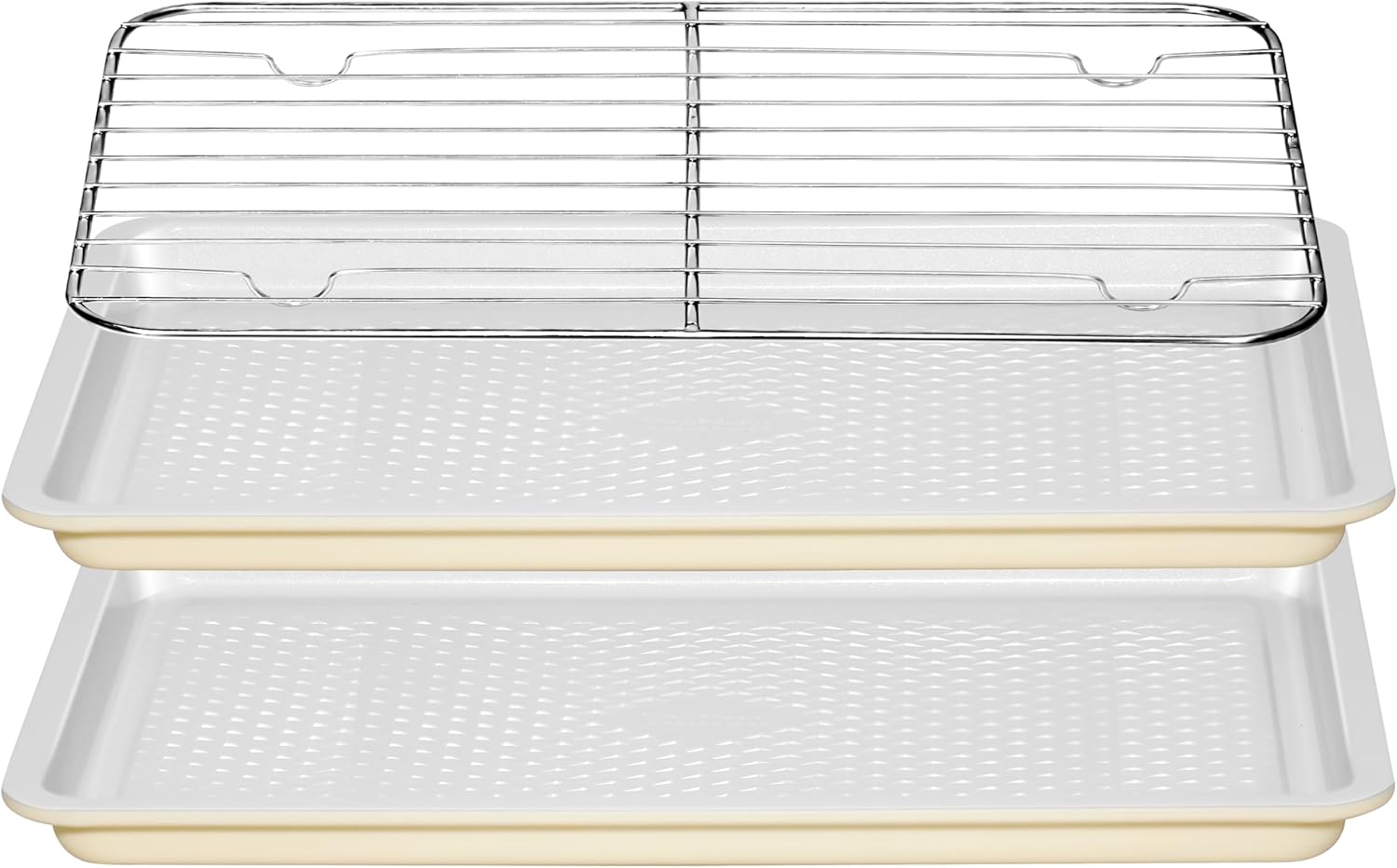 Skiennix Nonstick Ceramic Baking Sheet Set - 2-Pack 13x9 Quarter Pan, Oven Safe 550°F, Dishwasher Safe, Gray/Yellow