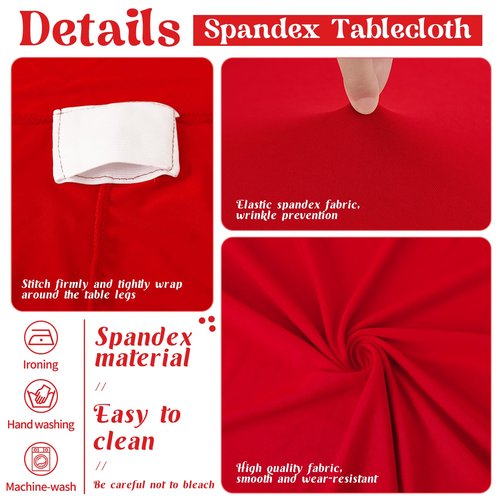 HAISIWLKJ 6 Pack Table Cloth 8ft Red Tablecloths for Rectangle Folding Table Spandex Fitted Stretch Cover Wrinkle Resistant Washable Protector for Party, Wedding, Banquet, Festival.