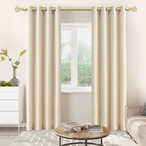 TONIAL Curtain Rod 32 to 58 Inch(2.6 to 4.8 ft), Splicing Adjustable 3/4 Single Rods for Windows 20 to 53 Inch(1.7 to 4.4 ft) Decorative Drapery Rod with Translucent Diamond Finial, Gold