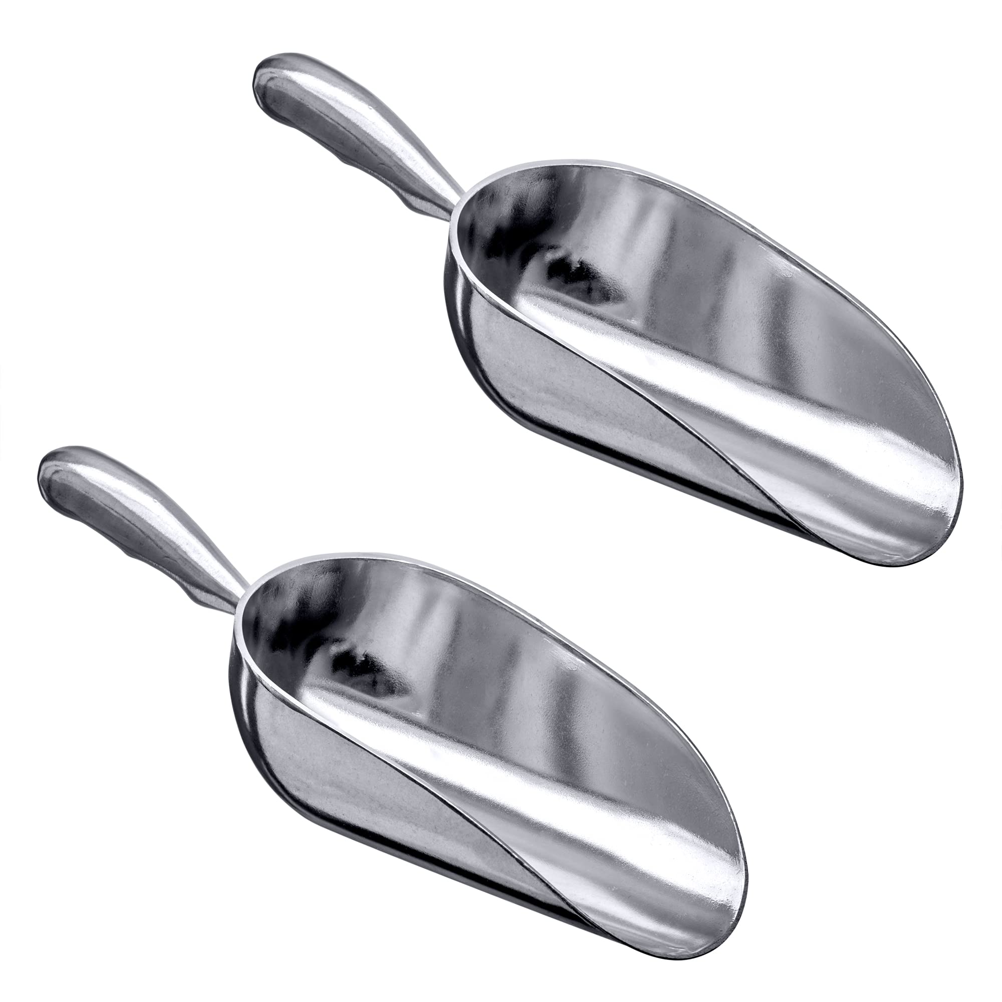Amazing Abby - Elsa - 12-Ounce Aluminum Ice Scoops (Set of 2), Cast Aluminum Utility Scoops, Food-Grade, Good for Home and Commercial Use, NOT Dishwasher-Safe, Hand-Wash Recommended