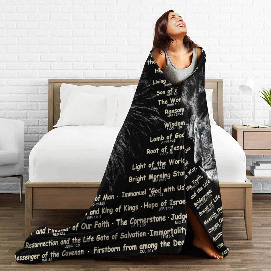 Bible Verse Blanket Christian Gifts (50x40inch)- Religious Throw Blanket Soft Lightweight Cozy Plush Warm Lion Blankets for Women Men