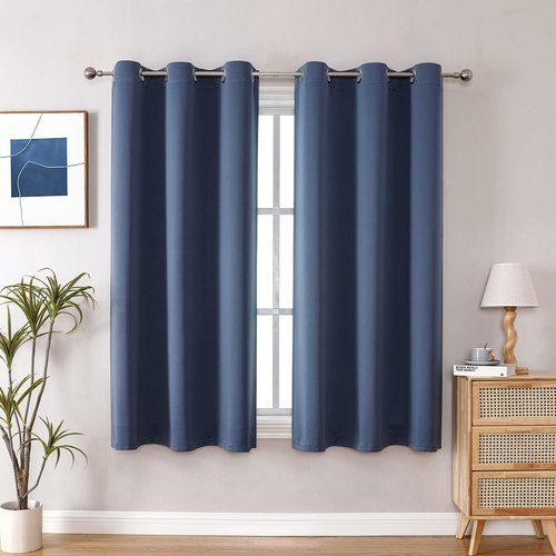 ChrisDowa Blackout Curtains - Thermal Insulated Grommet Room Darkening Panels, Stone Blue, 42 x 48 Inch