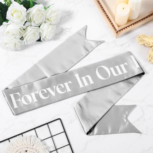 Fanfanwin Funeral Sash - Memorial Ribbon for Casket or Wreath | 58x4'' Silver Gray, In Loving Memory