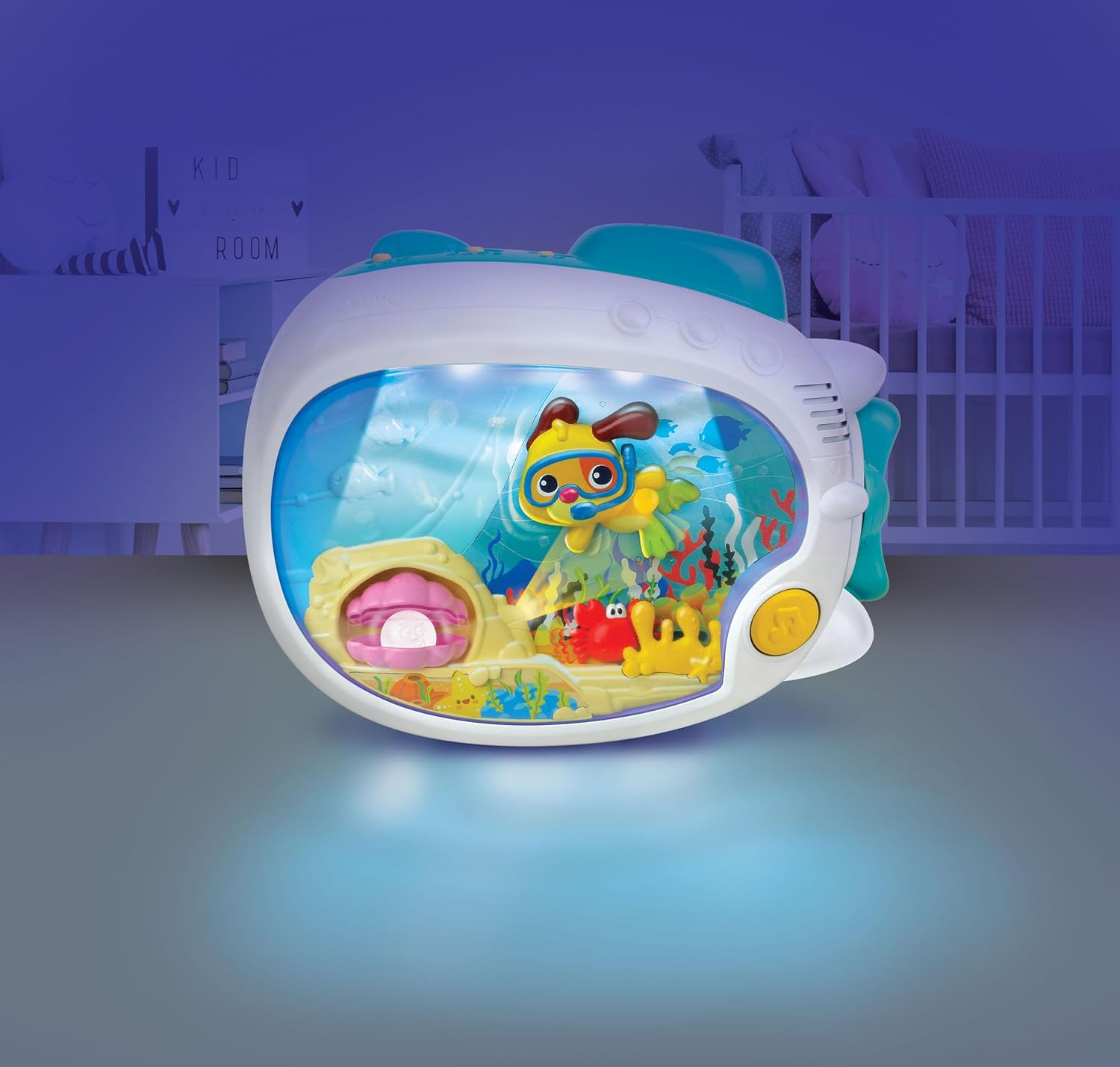 Winfun 3-in-1 Soothing Seas Nightlight - Music Box Projector with Calming Lullabies for Babies | Attachable to Crib or Tabletop