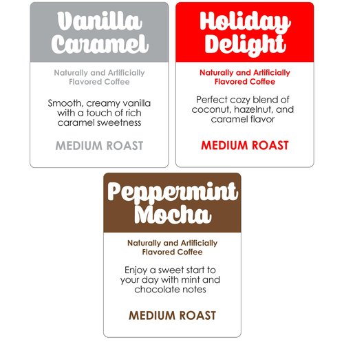Donut Cafe Holiday Pack (Holiday Delight, Pmint Mocha, VanCaramel) 60ct Single Cup