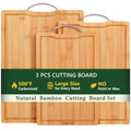Bamboo Cutting Board, Wooden Cutting Boards for Kitchen with Double Sided Deep Juice Grooves & Wide Handle, Ideal Charcuterie & Chopping Board for Meat, Vegetables and Fruits