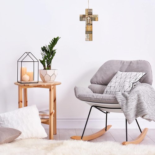 Jetec Christian Wooden Cross Wall Decor - Inspirational Easter Sign for Home | 10.6 x 6.1 Inch