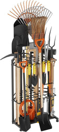 Garden Tool Organizer - Heavy Duty Metal Rack with 34 Compartments & 14 Hooks for Efficient Storage