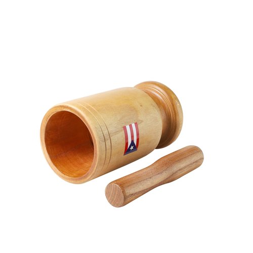 Puerto Rico Tall Size Wood Mortar & Pestle – Authentic Pilon for Boricua Style Cooking | Traditional Puerto Rican Kitchen Tool