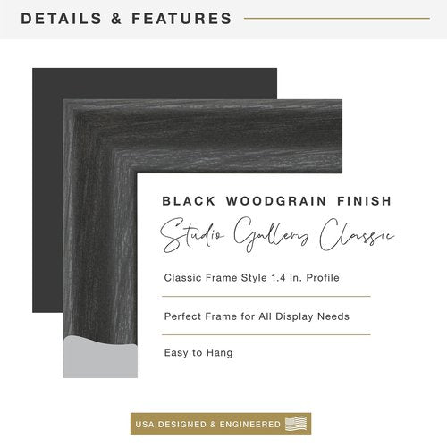 MCS Studio Gallery Classic 8.5x11 Picture Frame Black Woodgrain, Vertical & Horizontal Wall Hanging Large Picture Frame for Photos, Posters & Art Prints (1-Pack)