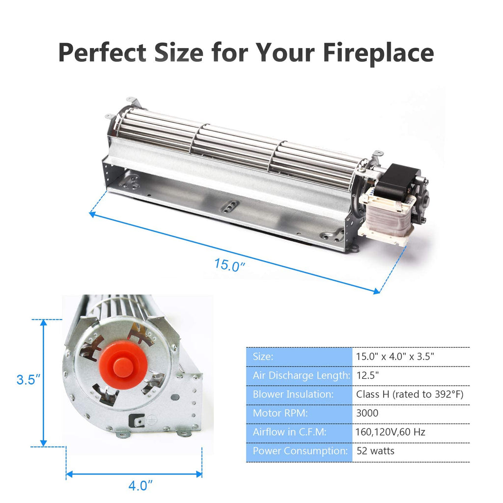 Criditpid BKT GA3650T GA3650TB GA3700T GA3700TA Fireplace Blower Fan Kit for Desa Tech, FMI, Vanguard, Comfort Glow Fireplaces Parts, Replacement GA3650 Blower Fan Kit for Astria & Vexar Fireplaces