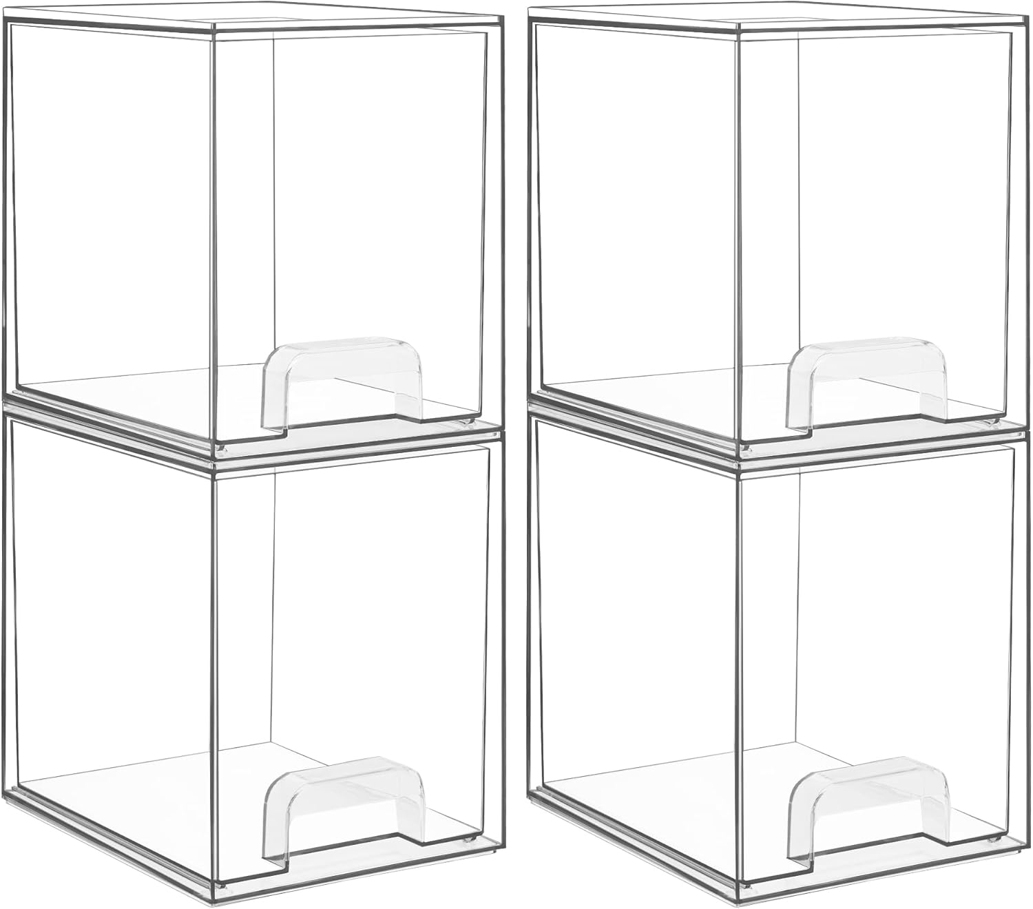 Vtopmart Clear Stackable Storage Drawers - 7.6" Plastic Organizers for Skincare & Beauty Supplies | 4 Pack