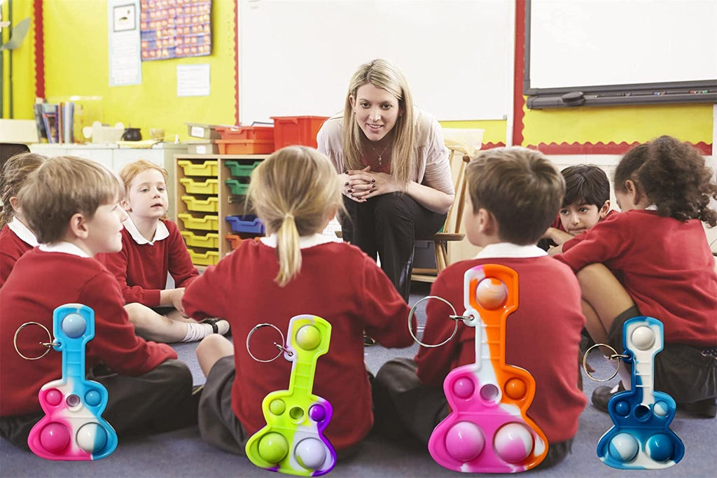 (Students Birthday Gifts and Party Favors) 30 Packs Guitar Bulk Mini Pop for Adult Kids,Cool Shape Sensory Small Bubble Fidget Classroom Supplies