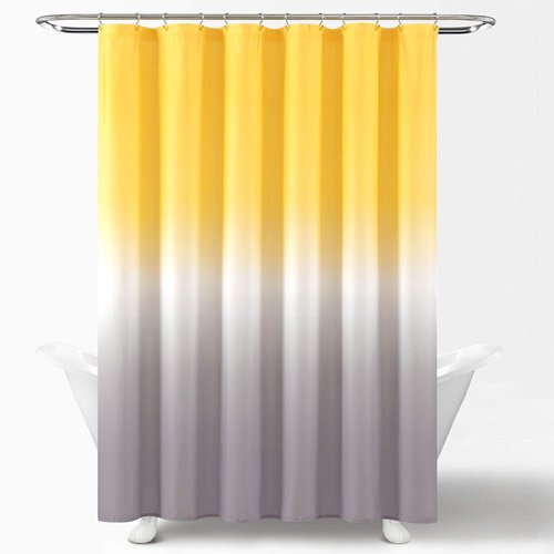 Lush Decor Umbre Fiesta Shower Curtain Single 72" W x 72" L Yellow & Gray - Yellow Shower Curtains for Bathroom - Bathroom Curtain - Ombre Curtains