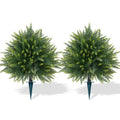 Artificial Cedar Topiary Trees with Ground Spike, 2 Pieces Fake Pine Shrubs Bushes, UV Resistant Faux Evergreen Cypress Tree Plants for Indoor Outdoor Planters Front Porch