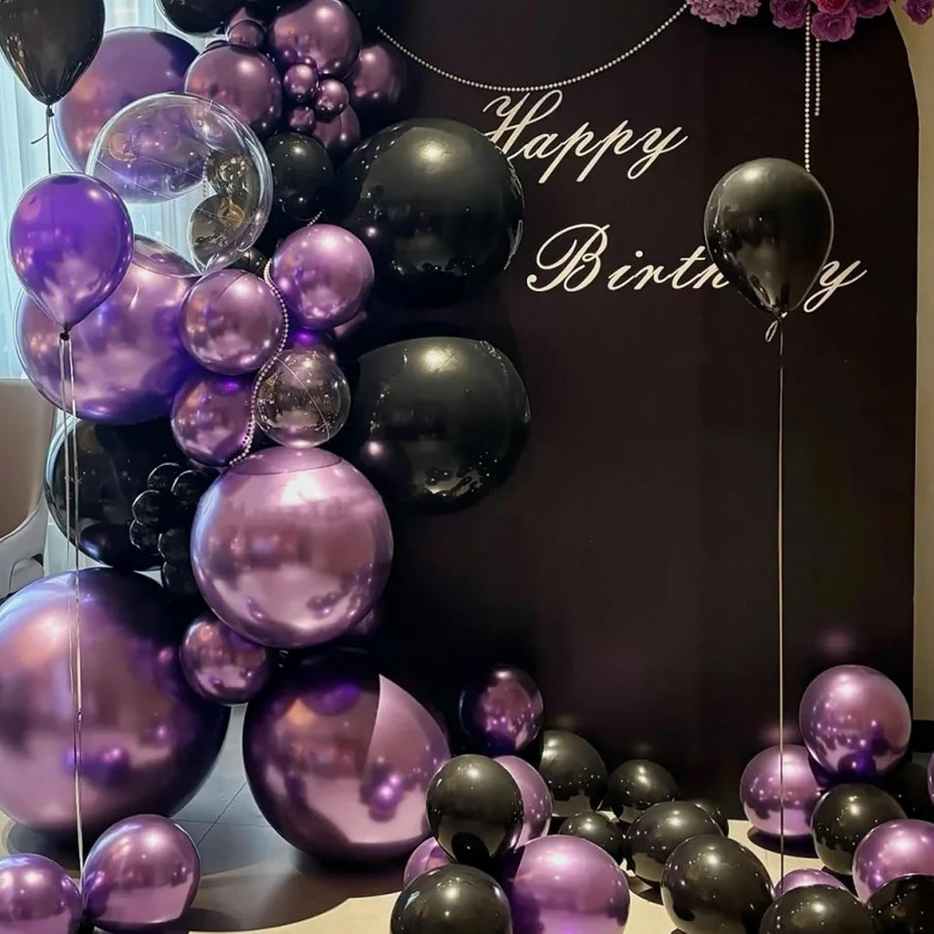 Voircoloria Metallic Purple Balloons - 12-Inch Chrome Latex | 66-Pack for Birthday, Wedding & More
