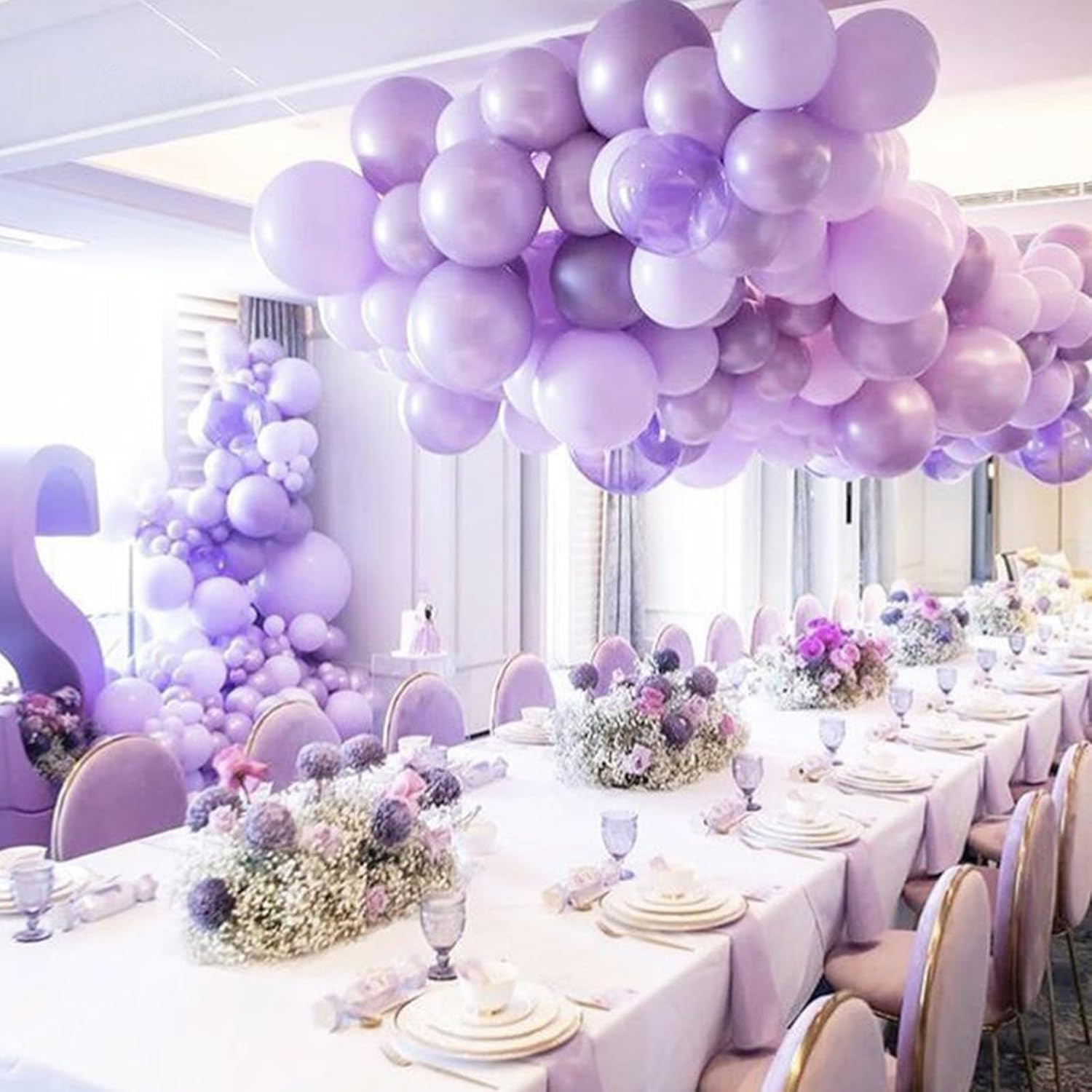 PartyWoo Pearl Lavender Balloons - 100pcs 5-Inch Light Pastel Purple Latex Helium Balloons for Bachelorette & Birthday Parties