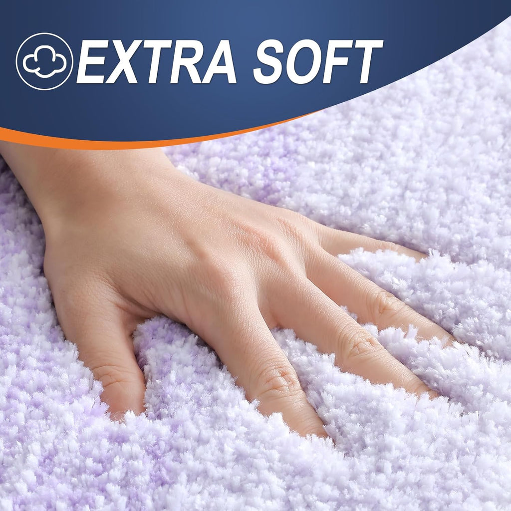 OLANLY Bathroom Runner Rug - Extra Soft Microfiber Mat 59x24 | Quick Dry, Washable, Light Purple