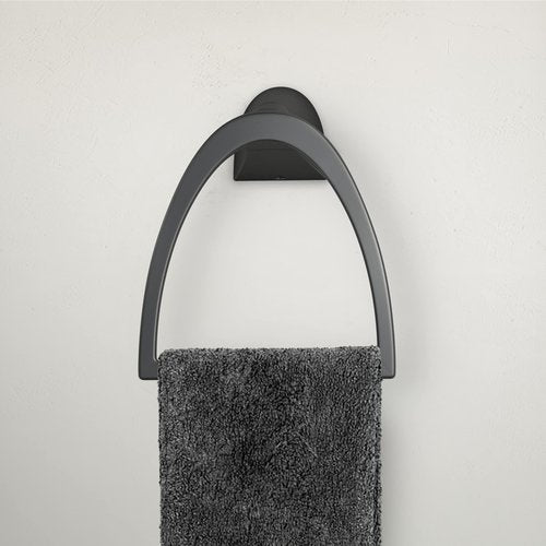 Pfister Karci Towel Ring, Hand Towel Holder for Bathroom, Wall-Mounted, Screw-In, Matte Black Finish, BRBKA0B