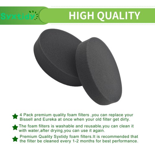 4 Pack Premotor Filter for Bissell Powerforce Helix Vacuum 2191, 2190,1700,1797 Foam Filters Replacement,Parts #1608225
