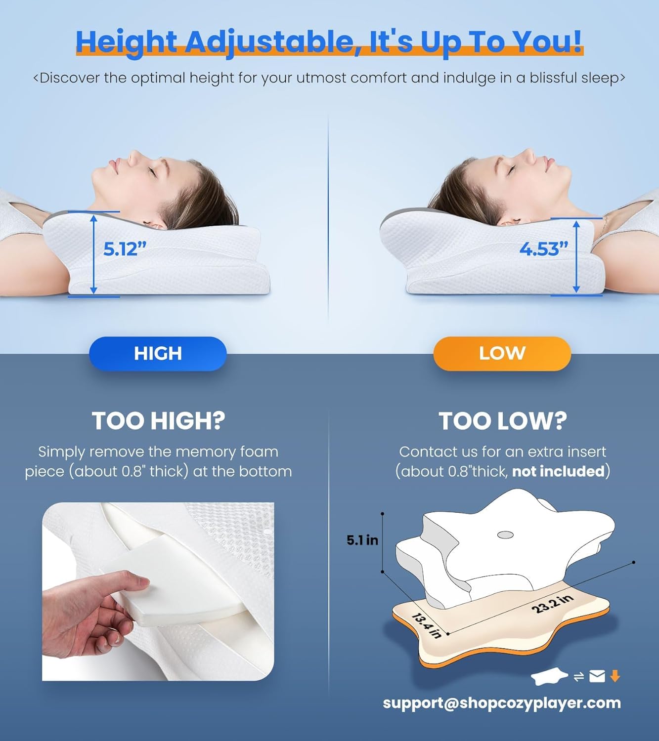 Regine Switzerland Ultra Pain Relief Cooling Pillow - Adjustable Ergonomic Memory Foam for Neck Support | Cozy Orthopedic Design for All Sleepers