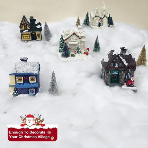 Fake Snow Decorations, 75 Sqft Fiber Soft Christmas Artificial Snow Cotton for Indoor Home Christmas Decor Village Tree Winter Mantle Displays Fake Snow for Winter Christmas Tree Holiday (25 Oz)