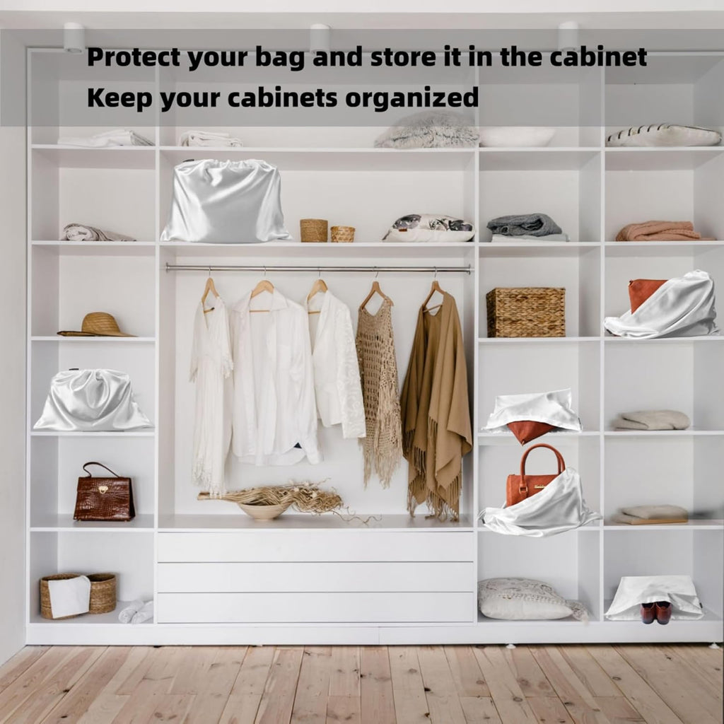 Skiennix 12-Pack Dust Bags - Silk Cloth Drawstring Storage Pouches for Handbags, Shoes & Boots