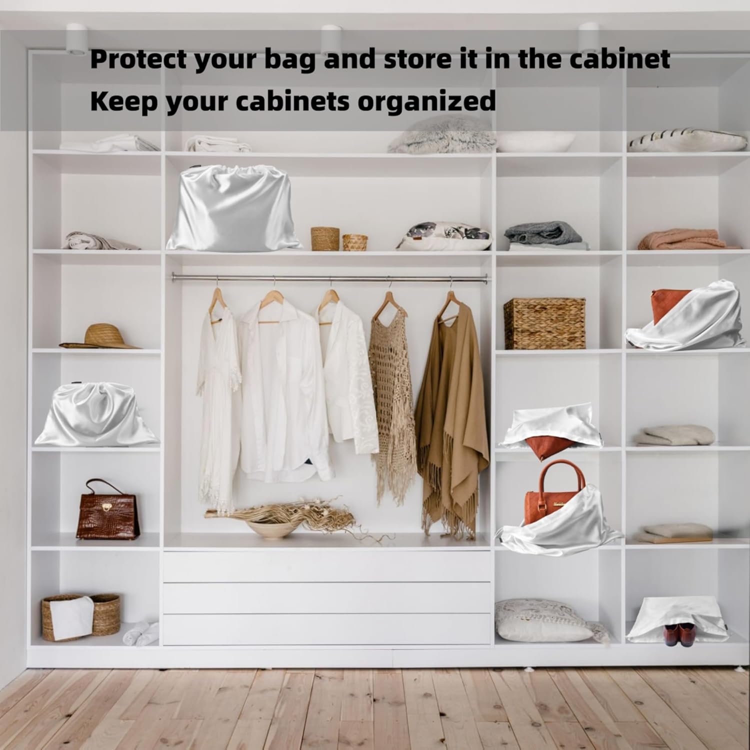 Skiennix 12-Pack Dust Bags - Silk Cloth Drawstring Storage Pouches for Handbags, Shoes & Boots