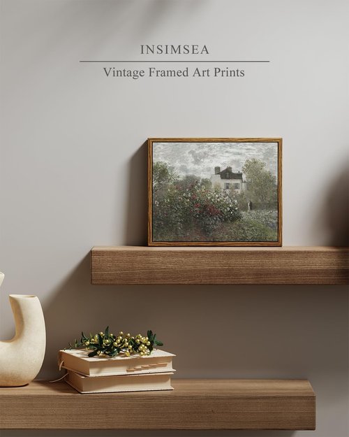 InSimSea Framed Canvas Wall Art - Vintage Monet Flower Garden Painting | 8"x10" Decor for Living Room, Bedroom, Office
