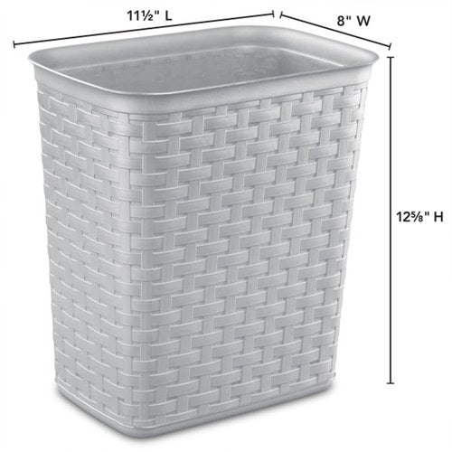 Sterilite 3.4 Gallon Weave Wastebasket, Small, Decorative Trash Can for the Bathroom, Bedroom, Dorm Room, or Office, Gray, 6-Pack