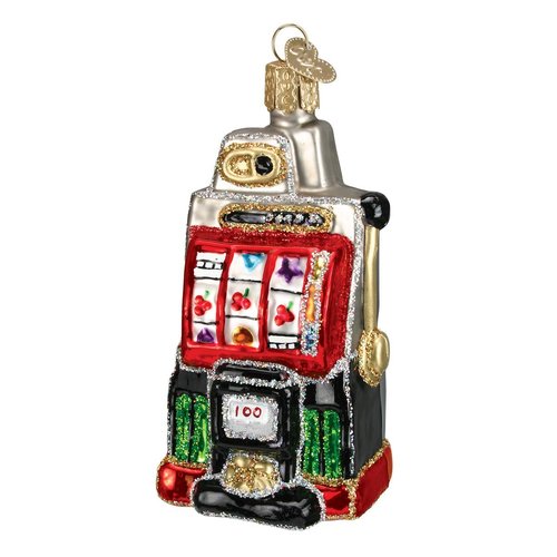 Old World Christmas Vegas Slot Machine Glass Blown Ornament for Christmas Tree, Handcrafted Holiday Decoration, Gamble Collection