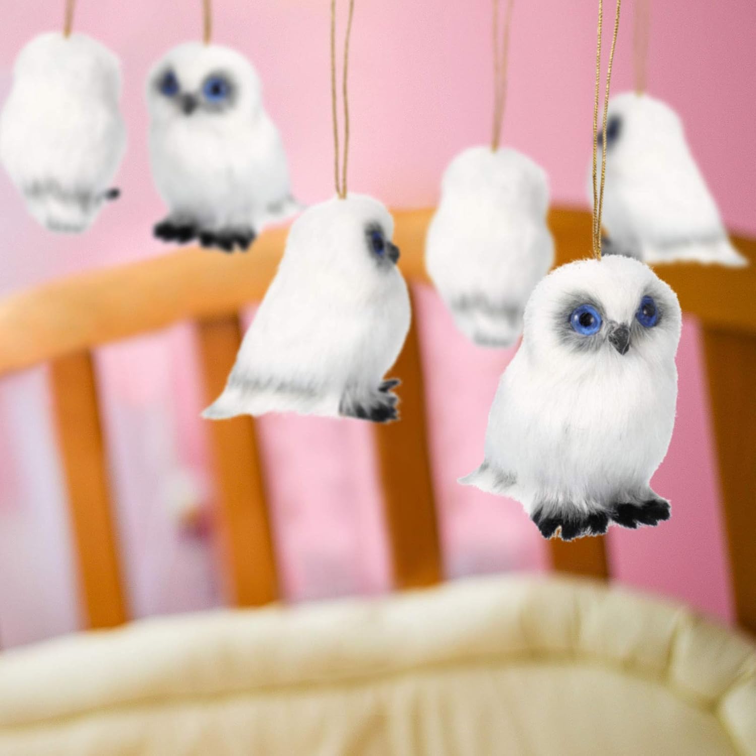 Skylety Mini Stuffed Owl Plush Toy - Soft 3.2 Inch White Hanging Ornament | Perfect for DIY Keychains & Gifts