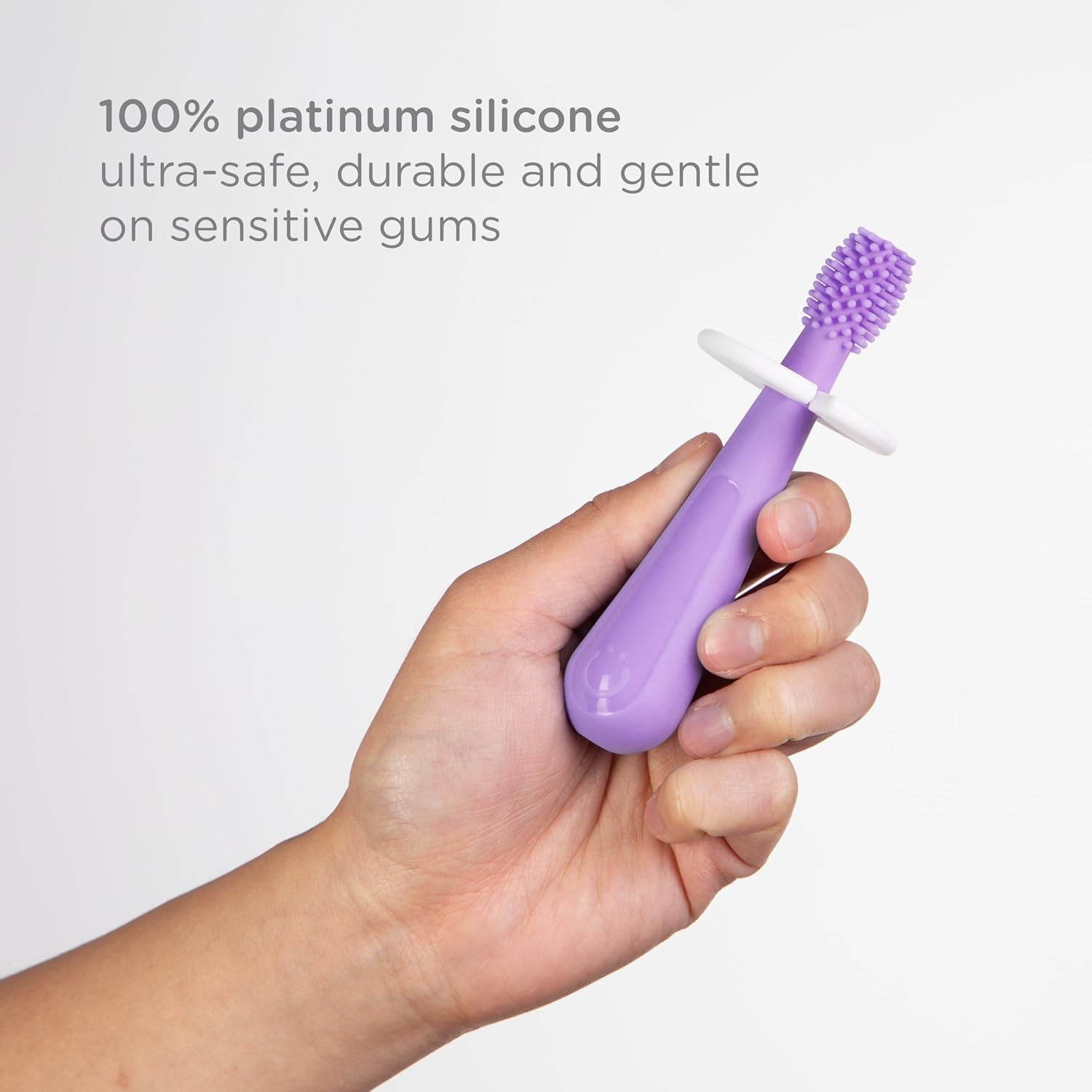 Ubbi 360° Baby Training Toothbrush - Safety Shield & Cover, Food-Grade Silicone, Smoothie Purple