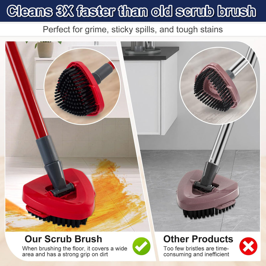 Scrubber Mop Head for Ocedar, Upgrade Scrub Brush for Ocedar, Spin Mop Scrub Brush Head for O Cedar RinseClean 2-Tank, More Bristles Scrub Brush Attachment for Bathroom, Deck, Kitchen Floor Cleaning