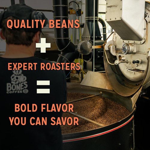 Bones Coffee Company Decaf Highland Grog, Butterscotch Caramel Decaffeinated Flavored Coffee, Medium Roast Low Acid Arabica Beans For Auto drip and French Press Coffee Maker, 12 Oz Ground