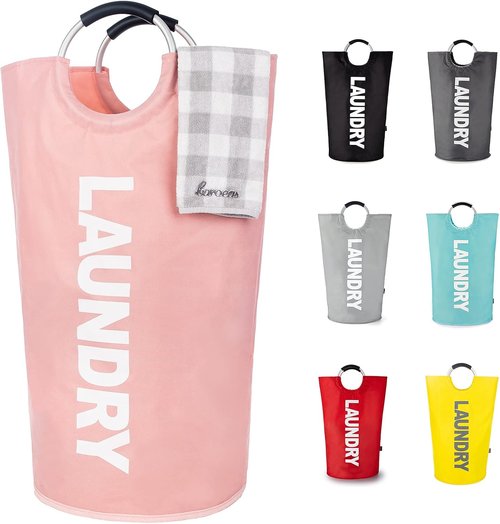 Caroeas 95L Pro Large Laundry Basket - Waterproof Hamper with Padded Handles | Collapsible Design (Pink)