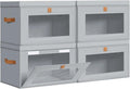 DIMJ Storage Bins - 4 Pack Large Fabric Closet Organizers with Lids & Handles | Collapsible Decorative Storage Boxes for Under Bed & Shelves