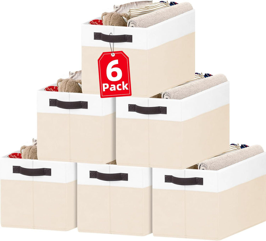 Criusia Large Toy Storage Organizer - Collapsible Sturdy Bins for Kids | 6 Pack, Perfect for Playroom & Nursery (14L x 10W x 9.5H)