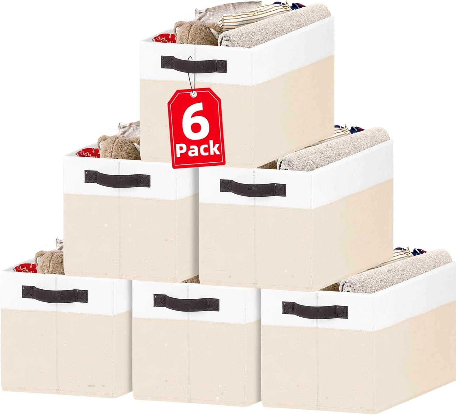 Criusia Large Toy Storage Organizer - Collapsible Sturdy Bins for Kids | 6 Pack, Perfect for Playroom & Nursery (14L x 10W x 9.5H)