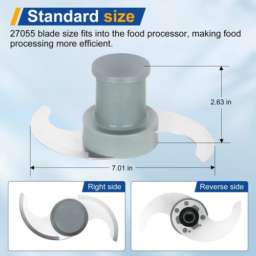 27055 S Smooth Blade Compatible with robot coupe Commercial Food Processor, Replacement for R201, R2, R2A, R2N, R2B, R2U, Stainless Steel Blade with Pitch, 1 Year Warranty