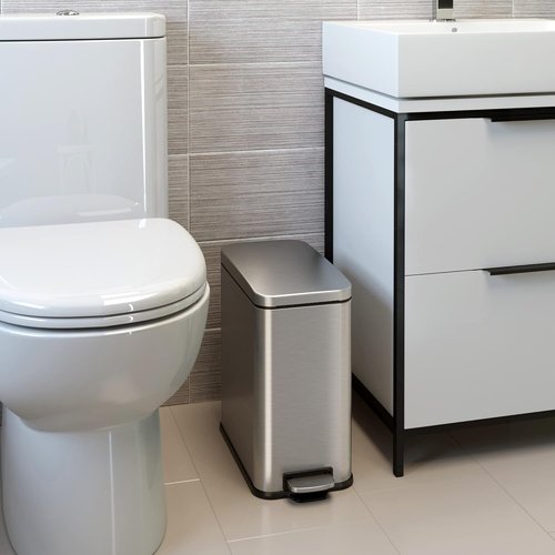 iTouchless 3 Gallon Stainless Steel Trash Can - Soft-Step Lid & Deodorizer | Fingerprint-Proof, Silver