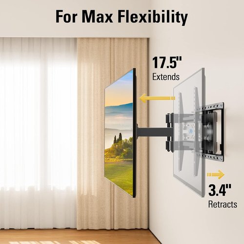 Mounting Dream Full Motion TV Mount for 32-65 Inch TVs - Includes Slim Fixed Wall Mount for 42-84 Inch TVs