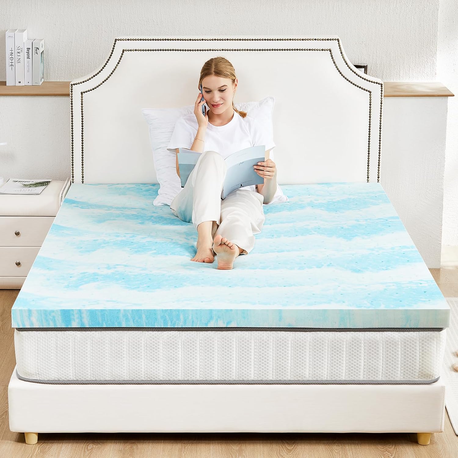Sweetcrispy Mattress Topper - 3 Inch Thick Memory Foam Gel Infused Cooling Pad | California King, CertiPUR US Certified